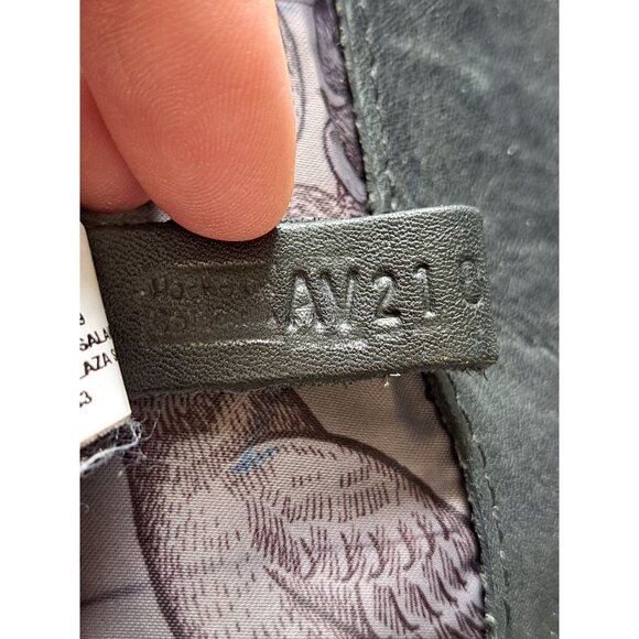 Valez Black Fringe Leather Backpack Embroidered Flap Turn-Lock Closure Large - Picture 15 of 16